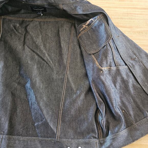 PHAT FARM Silver Luster Denim Trucker Jacket Coat Men's XXL New Wi Tags VINTAGE - Picture 5 of 9